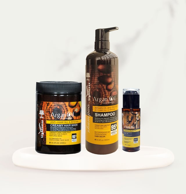 پک شامپو،ماسک،روغن مو تقویت کننده و نرم کننده ارگان فری سولفات