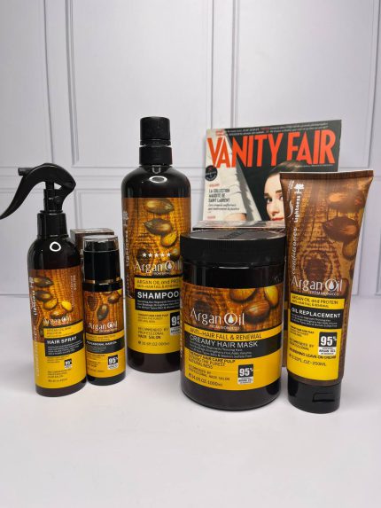 پک کامل شامپو و ماسک و روغن مو و ماسک بیرون حمام و اسپری دوفاز ارگان تقویت کننده و مراقبتی مو